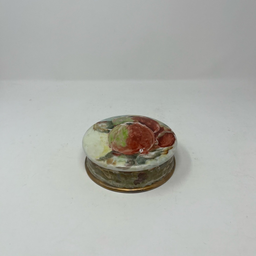 Limoges France Cobalt Round  Porcelain Jewelry Trinket Box GH09.